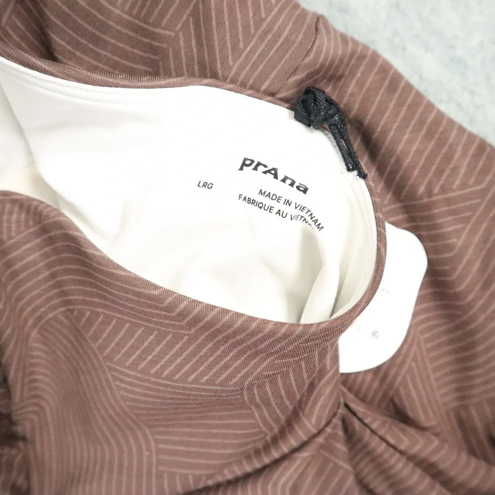Prana Jewel Lake Summer Dress Womens L Carob Linea Brown Geometric Outdoor New - Picture 5 of 6